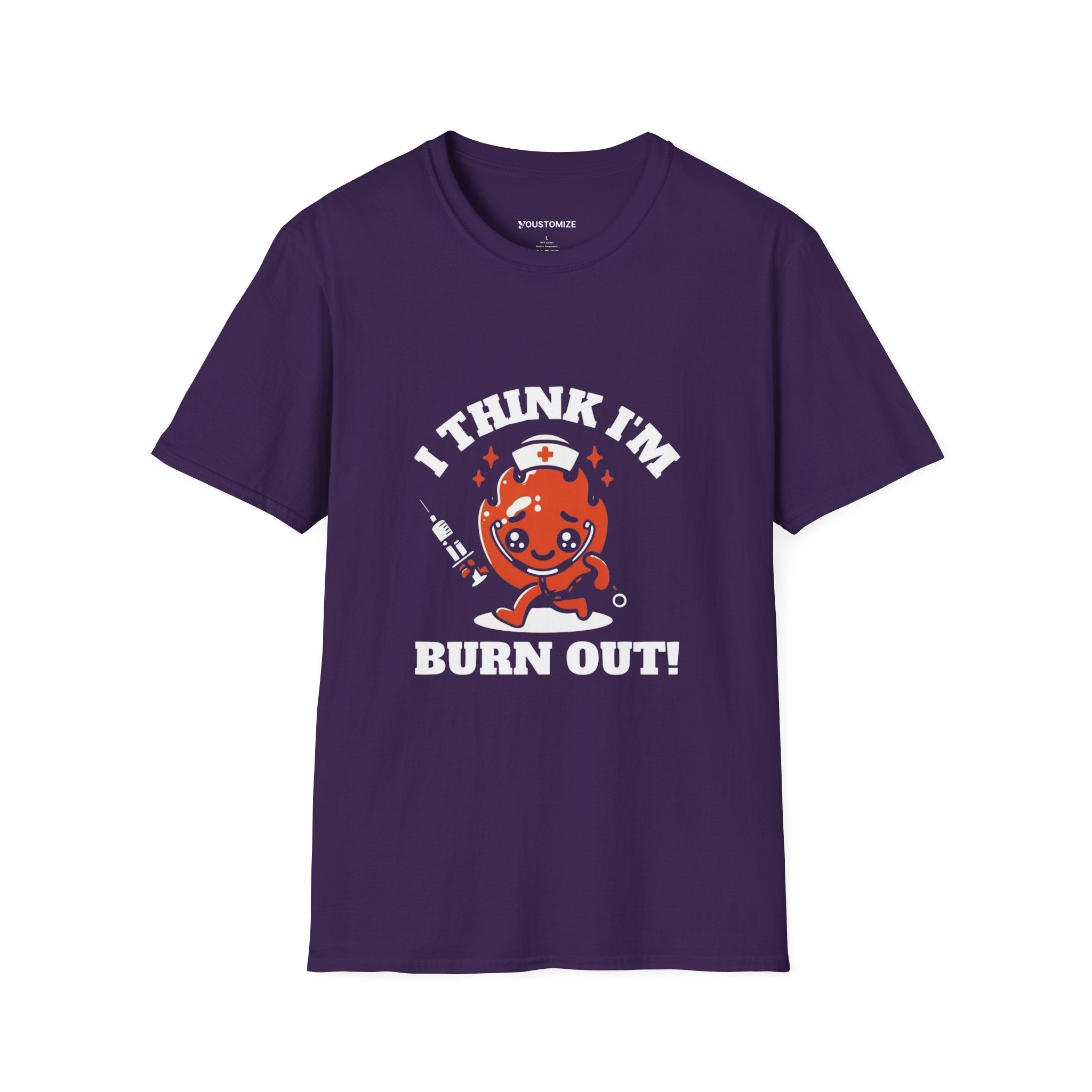 T‑Shirt — “I Think I’m Burn Out!” Cute Nurse Heart Cartoon Tee