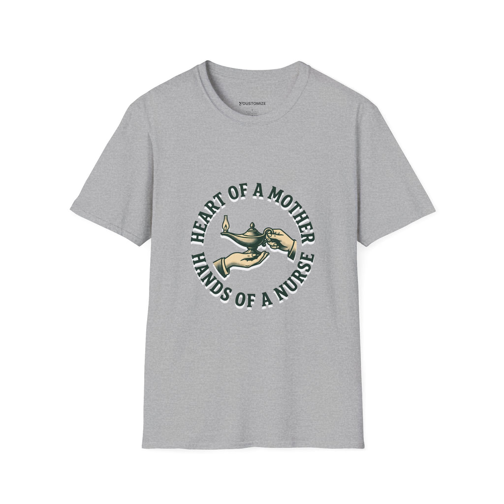 Nurse Mother T-Shirt — "Heart of a Mother, Hands of a Nurse"
