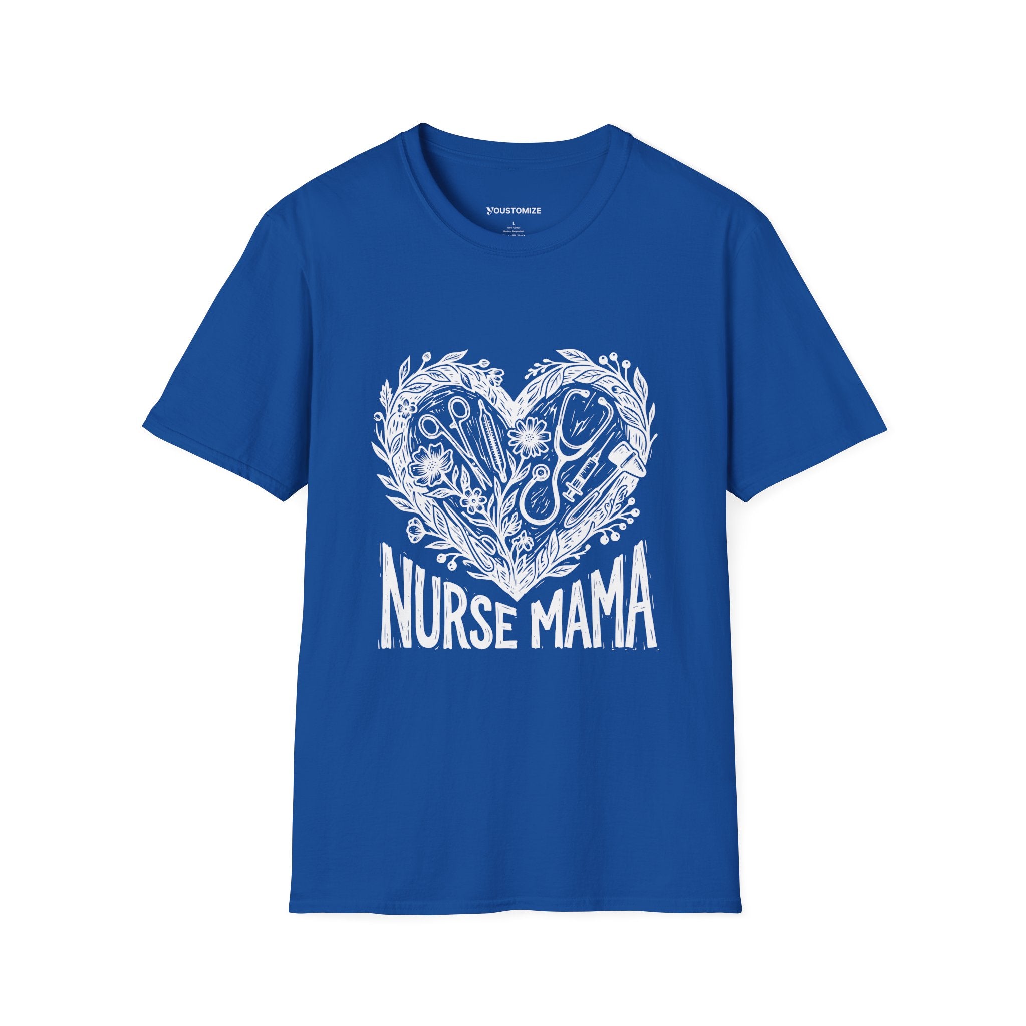 Nurse Mama T-Shirt — Heart Stethoscope & Nursing Tools Graphic