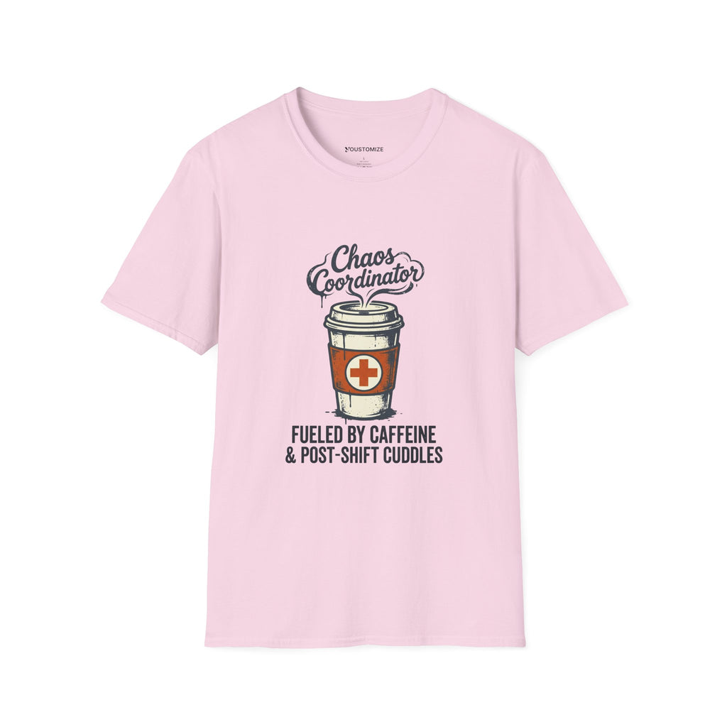 Chaos Coordinator Nurse Mom T-Shirt — Fueled by Caffeine & Post-Shift Cuddles