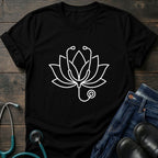 Lotus Line Art T-Shirt — Minimal Steto Floral Tee