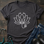Lotus Line Art T-Shirt — Minimal Steto Floral Tee