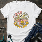 Tired But Inspired Retro Nurse Skull Tee