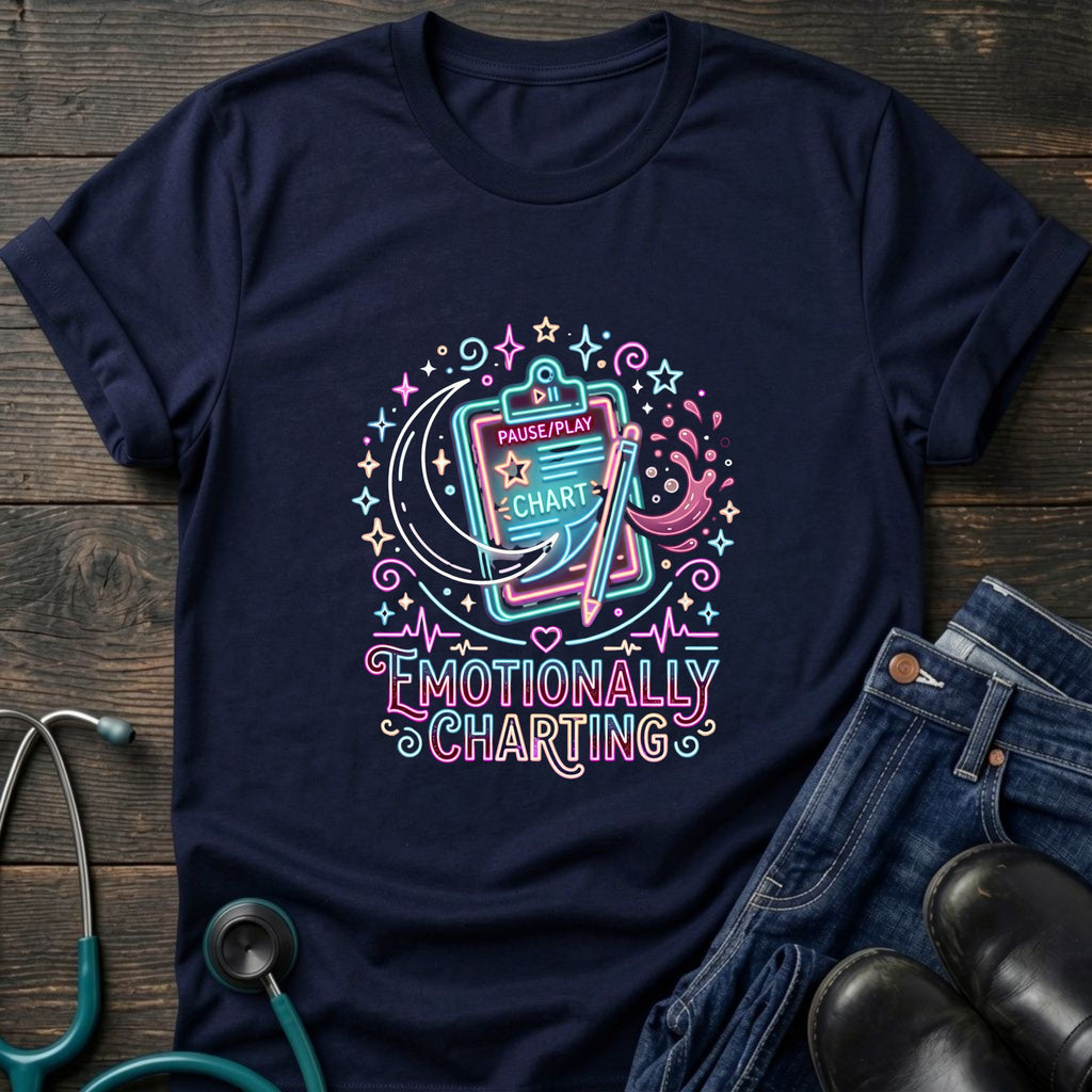 Tired Nurse Shirt — Emotionally Charting Graphic Tee