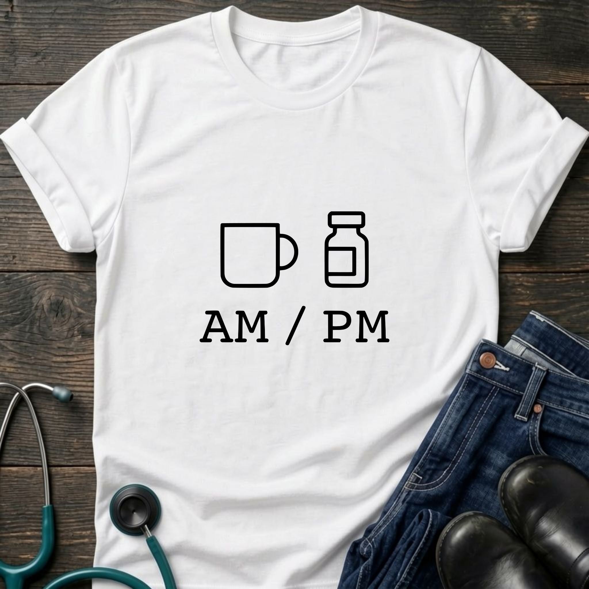 AM PM Nurse Mom Coffee and Meds Tee