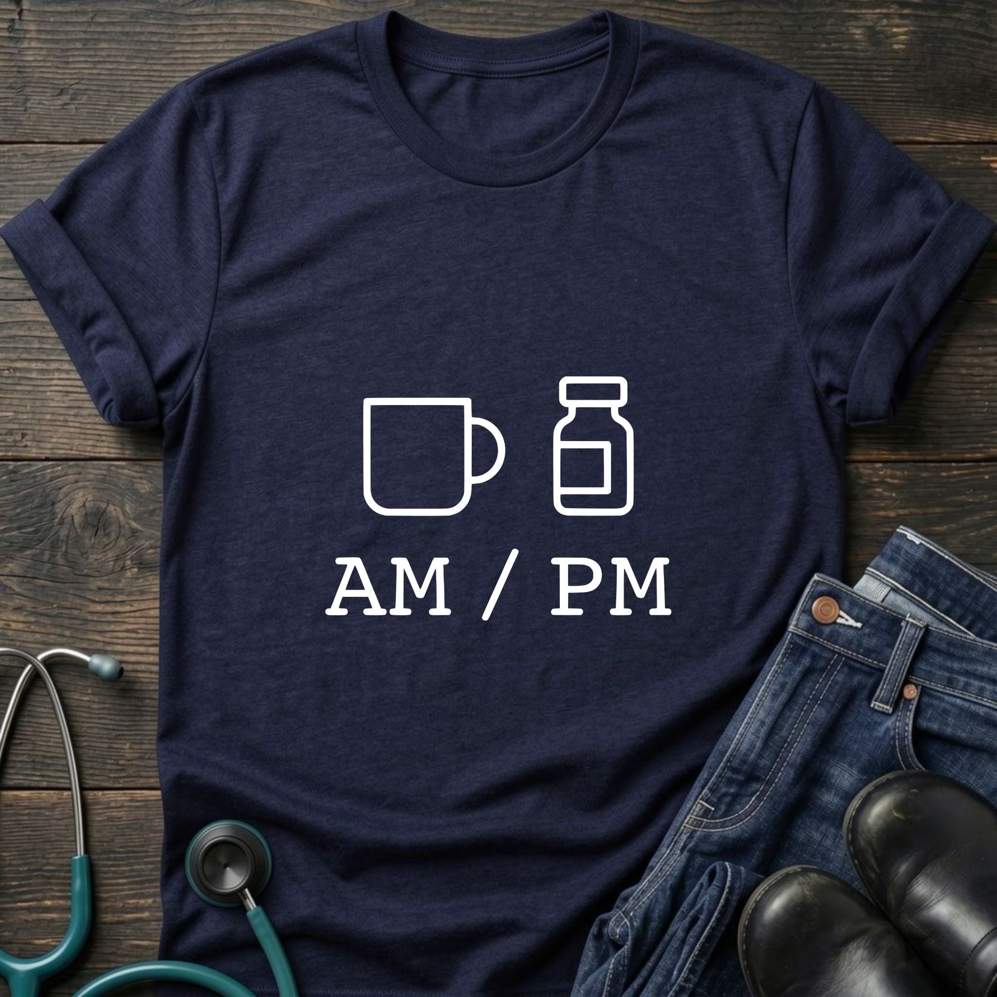 AM PM Nurse Mom Coffee and Meds Tee