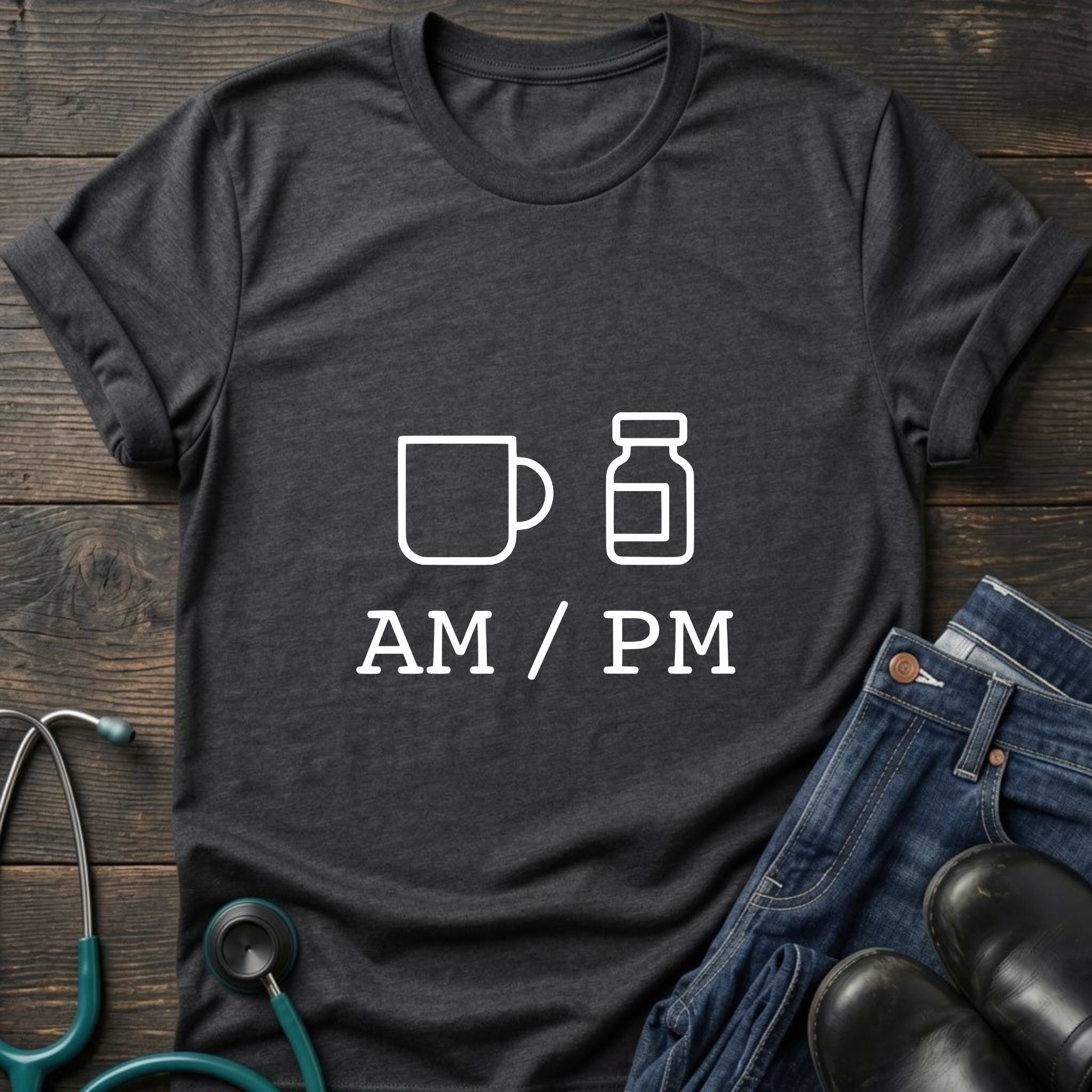 AM PM Nurse Mom Coffee and Meds Tee