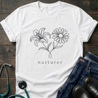Nurturer Floral T-Shirt — Minimal Line Art Flower Tee