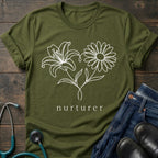 Nurturer Floral T-Shirt — Minimal Line Art Flower Tee