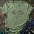 Nurturer Floral T-Shirt — Minimal Line Art Flower Tee