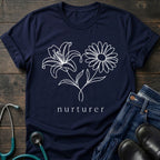 Nurturer Floral T-Shirt — Minimal Line Art Flower Tee