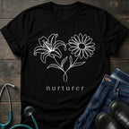 Nurturer Floral T-Shirt — Minimal Line Art Flower Tee