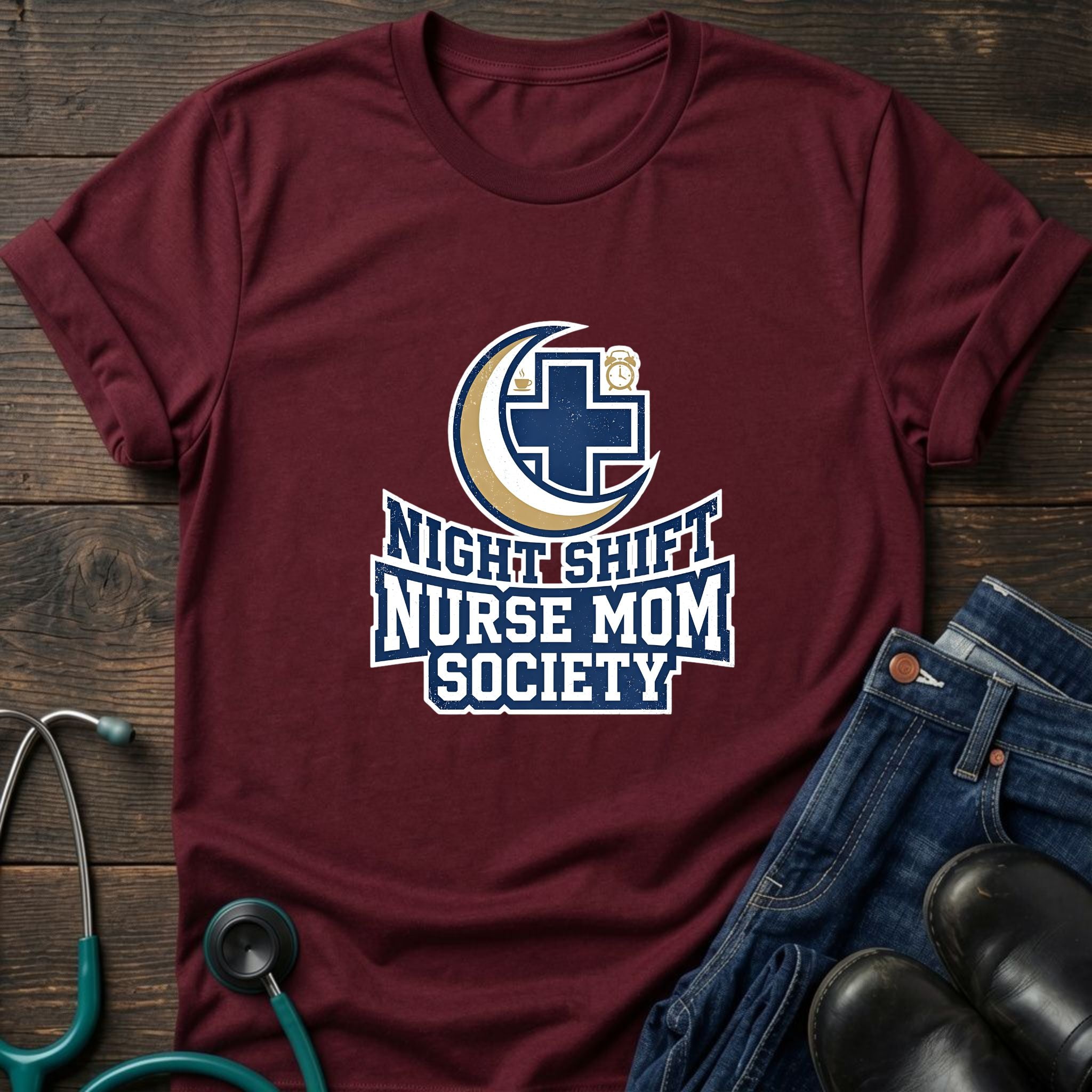 Night Shift Nurse Mom Society Tee