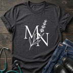 Nurse Mom — MN Monogram Tee with Botanical Accent