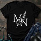 Nurse Mom — MN Monogram Tee with Botanical Accent