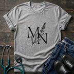 Nurse Mom — MN Monogram Tee with Botanical Accent