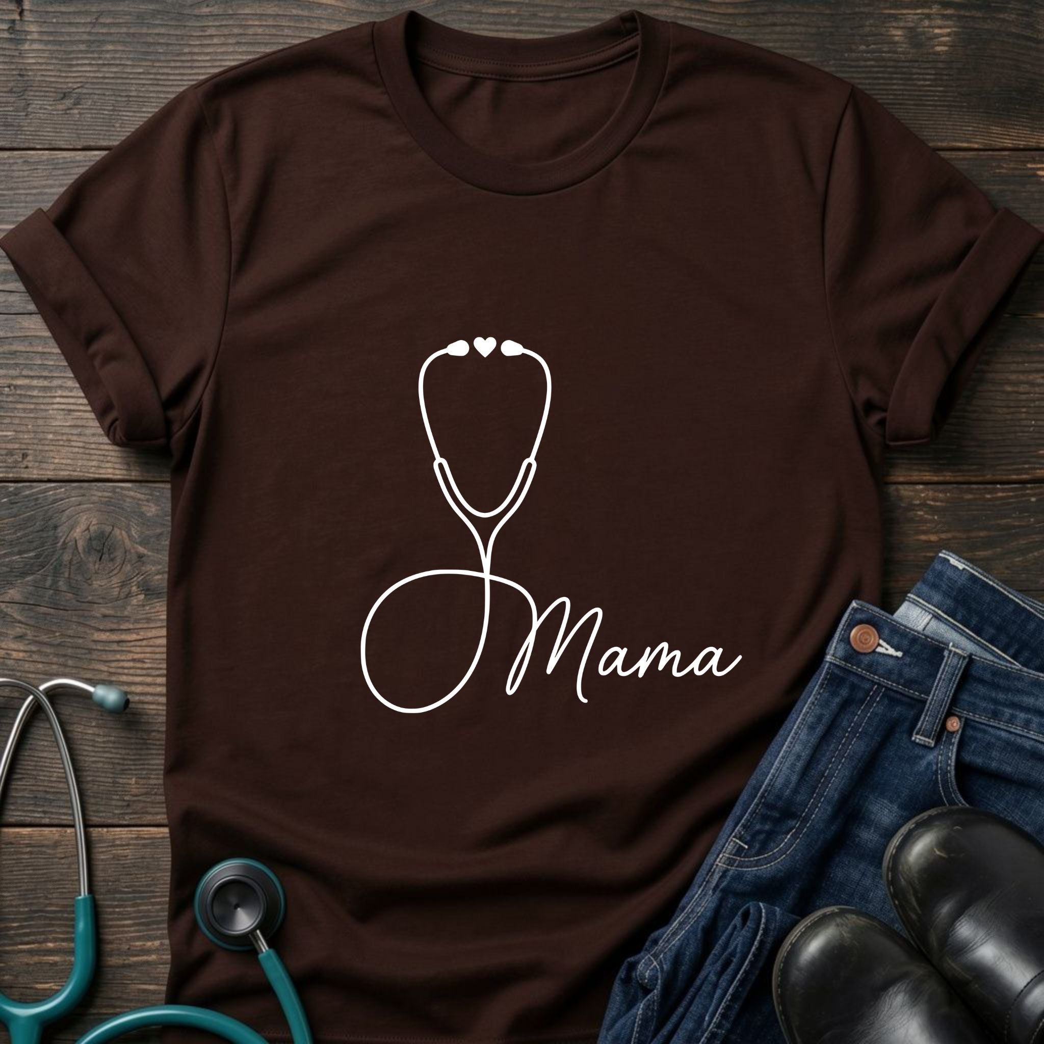 Mama Stethoscope Minimalist Nurse Mom Tee