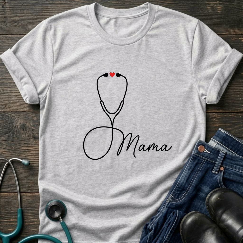 Mama Stethoscope Minimalist Nurse Mom Tee