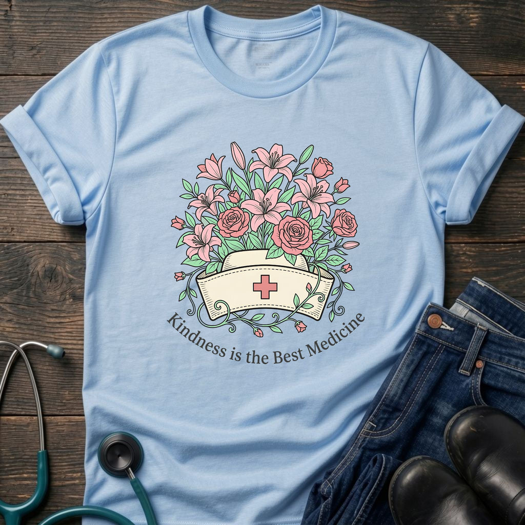 Kindness Is the Best Medicine Floral Nurse Tee
