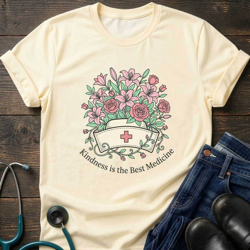 Kindness Is the Best Medicine Floral Nurse Tee