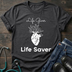 Life Giver Life Saver Floral Nurse & Mom T-Shirt