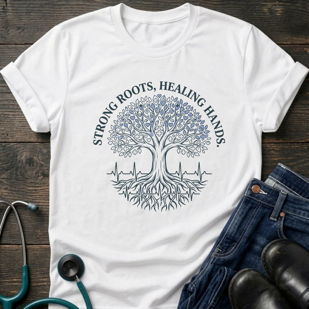 Strong Roots Healing Hands Nurse Mom Tree of Life Tee