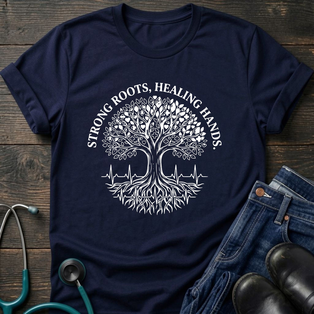 Strong Roots Healing Hands Nurse Mom Tree of Life Tee