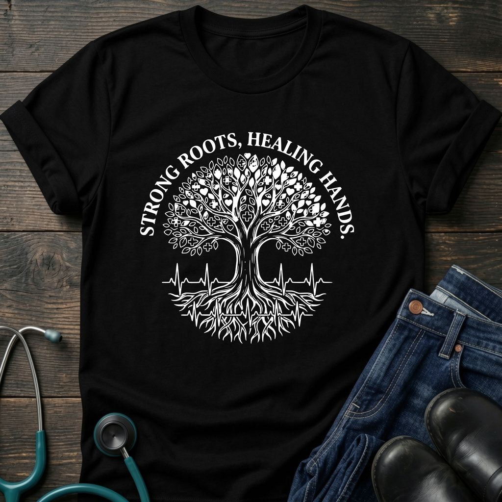 Strong Roots Healing Hands Nurse Mom Tree of Life Tee