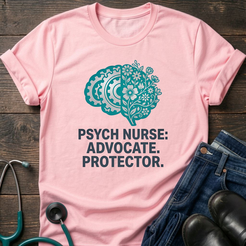 Psych Nurse Advocate Protector Floral Brain Tee