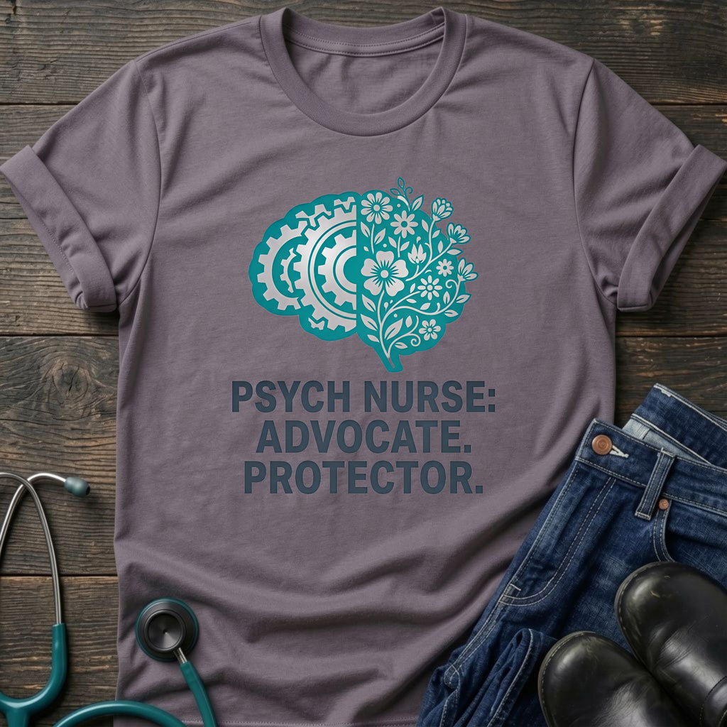 Psych Nurse Advocate Protector Floral Brain Tee