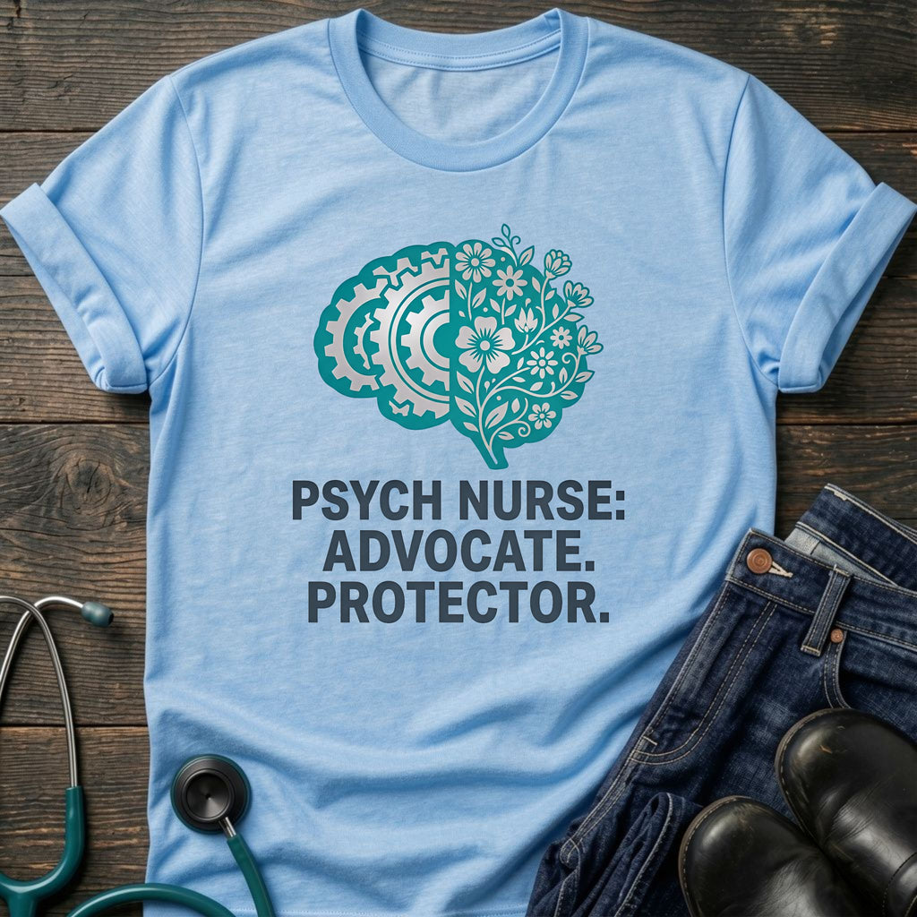 Psych Nurse Advocate Protector Floral Brain Tee