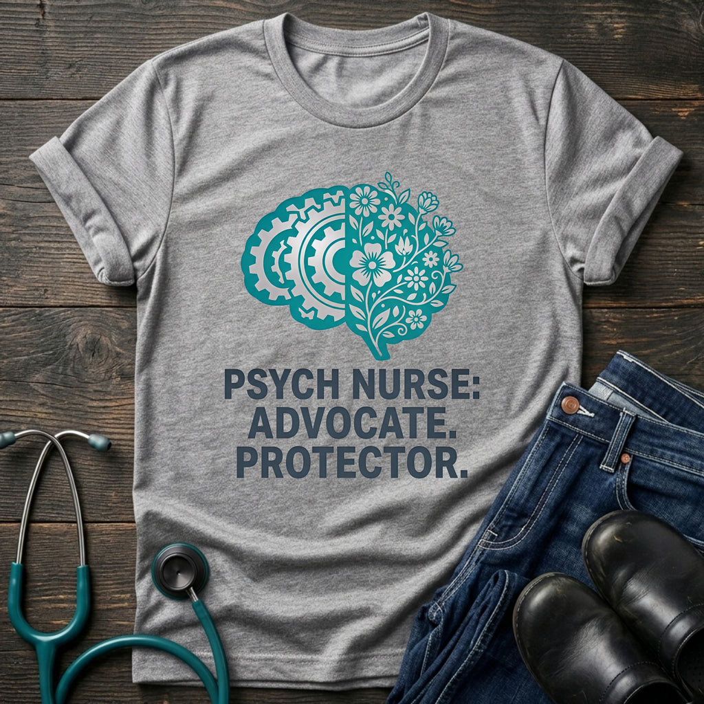 Psych Nurse Advocate Protector Floral Brain Tee