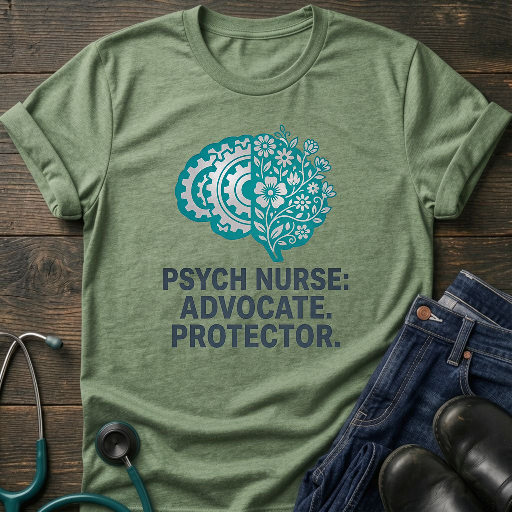 Psych Nurse Advocate Protector Floral Brain Tee