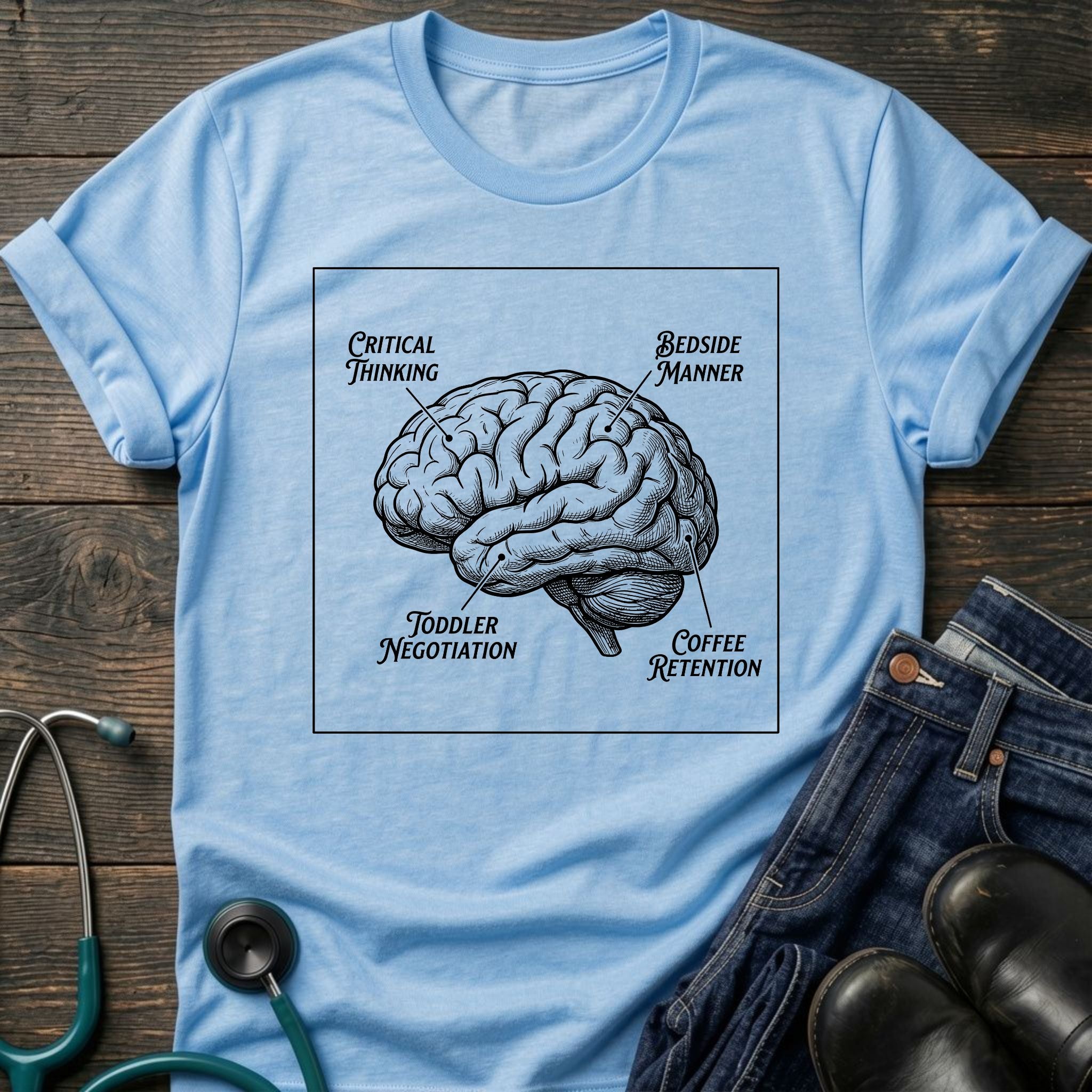 Critical Thinking Coffee Retention Brain Anatomy Nurse Tee