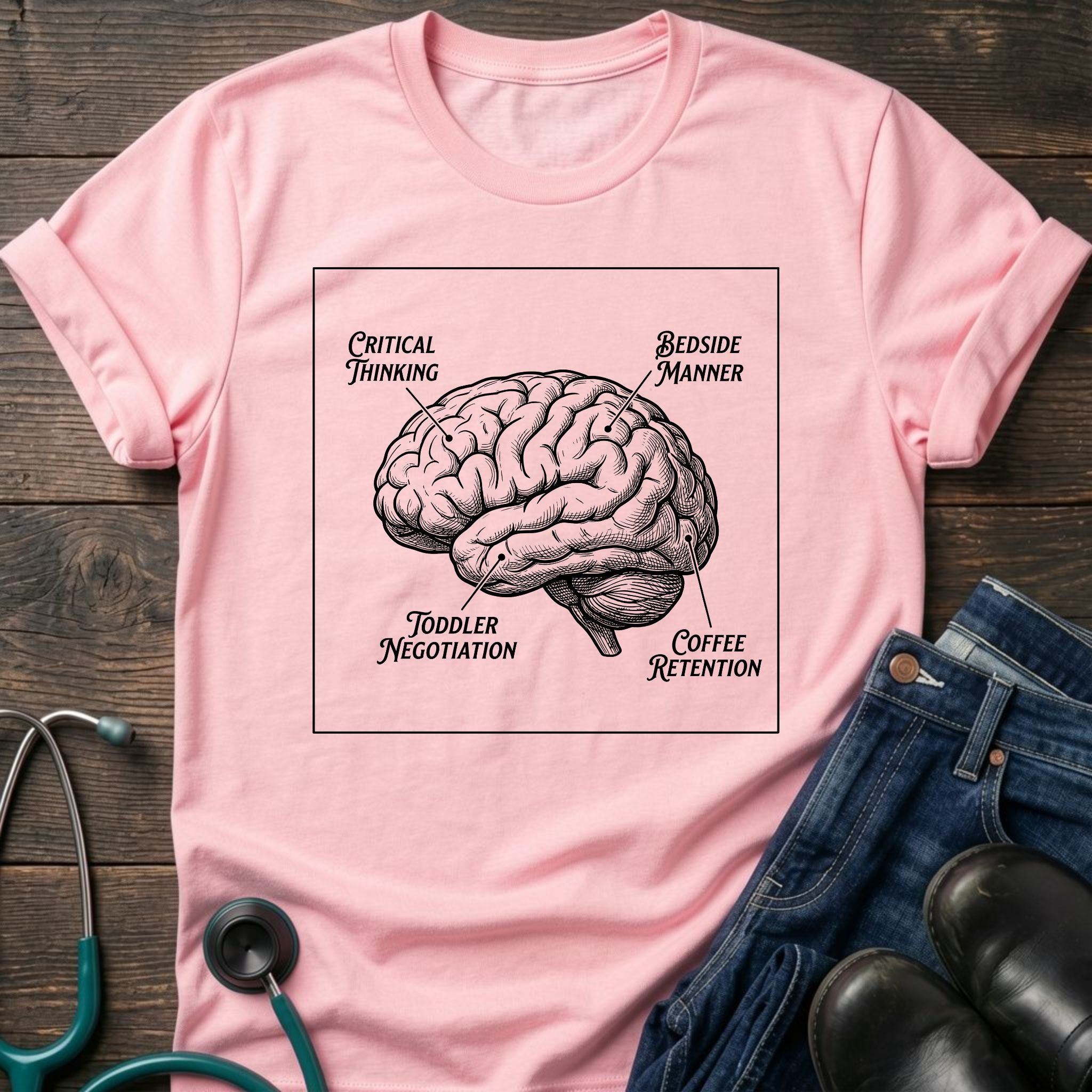 Critical Thinking Coffee Retention Brain Anatomy Nurse Tee