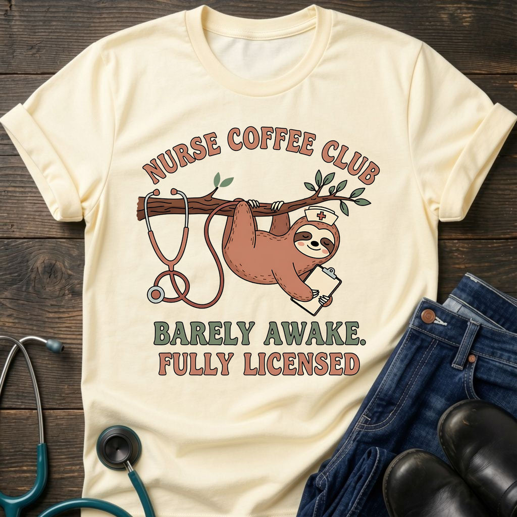 Barely Awake Fully Licensed Nurse Coffee Club Tee