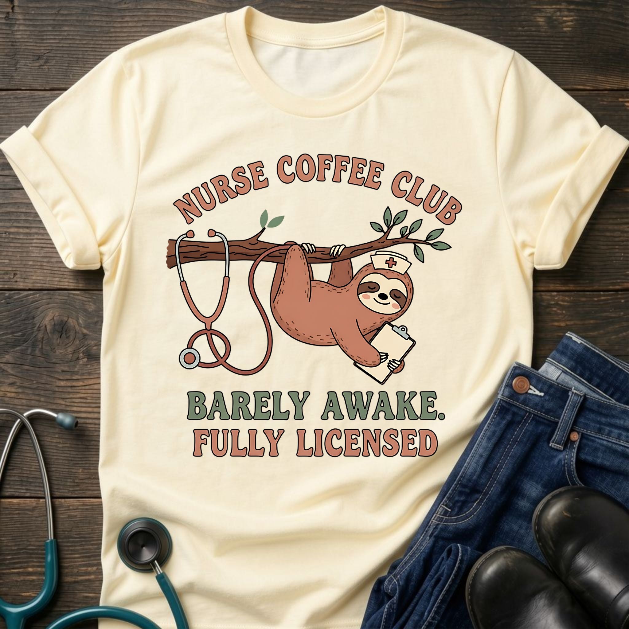 Barely Awake Fully Licensed Nurse Coffee Club Tee