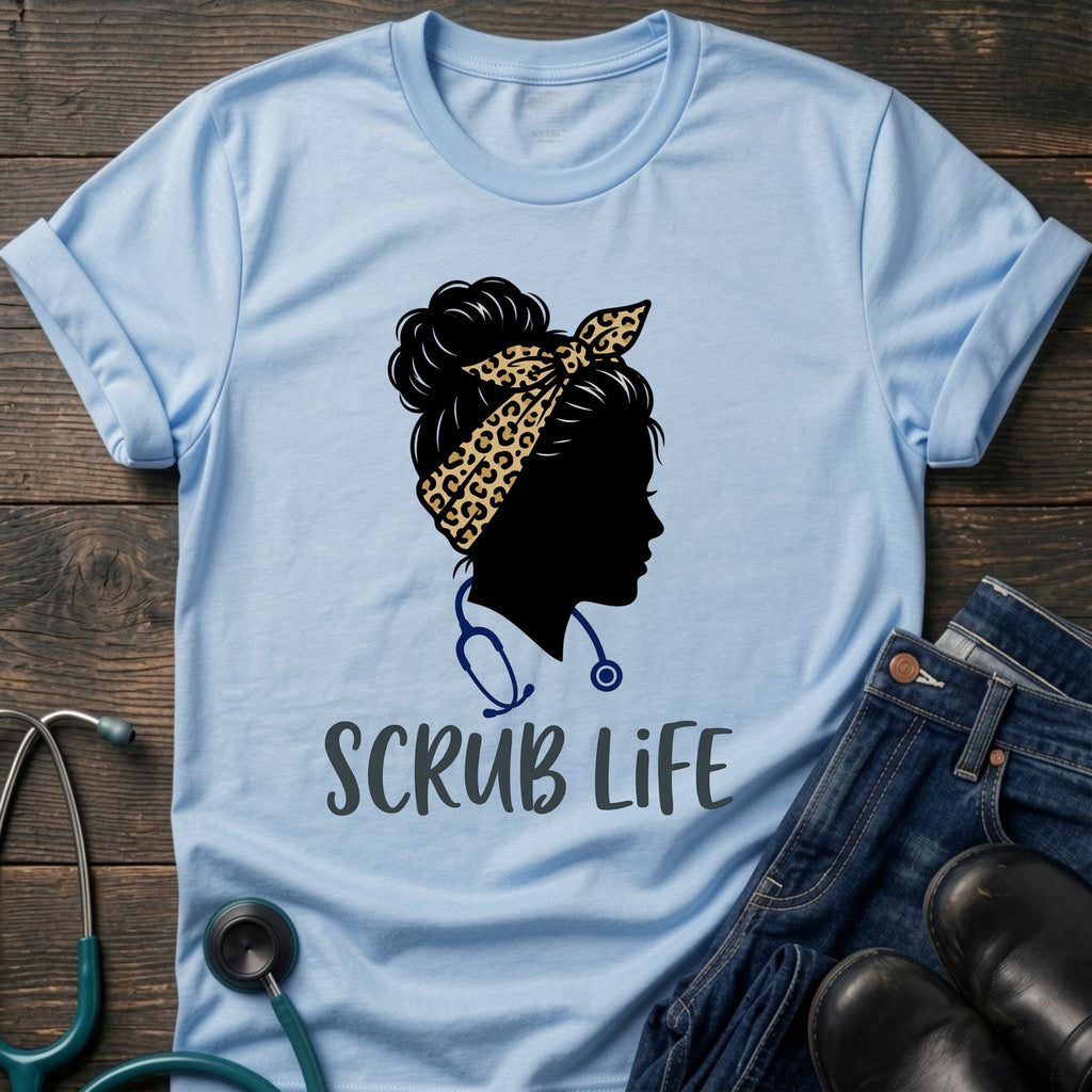 Scrub Life Nurse Silhouette Headscarf Tee