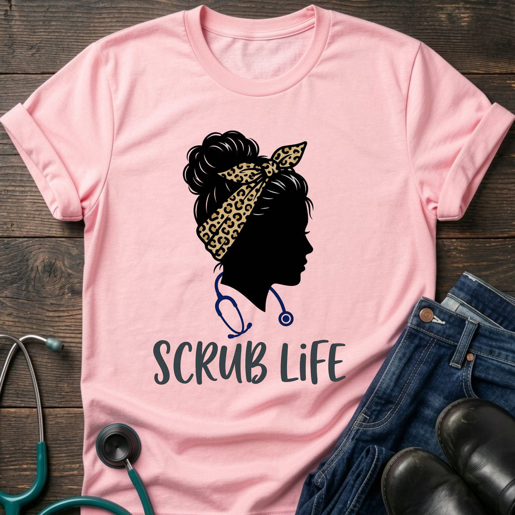 Scrub Life Nurse Silhouette Headscarf Tee