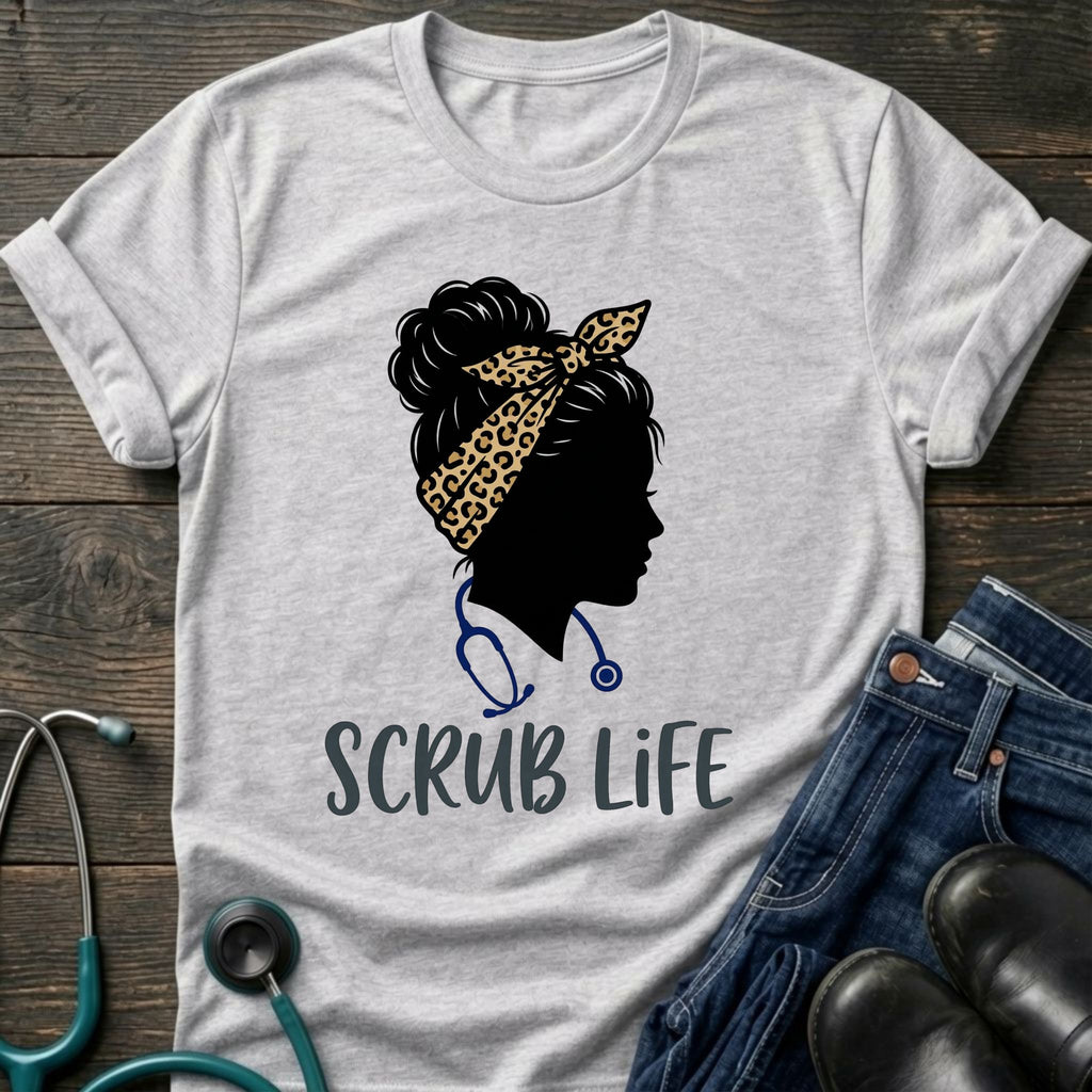 Scrub Life Nurse Silhouette Headscarf Tee