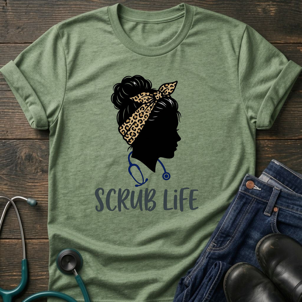 Scrub Life Nurse Silhouette Headscarf Tee