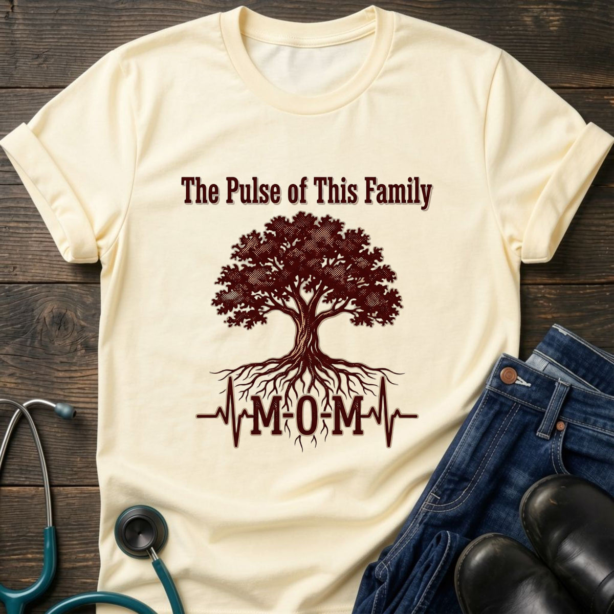 Pulse of This Family Heartbeat Nurse Mom Tee