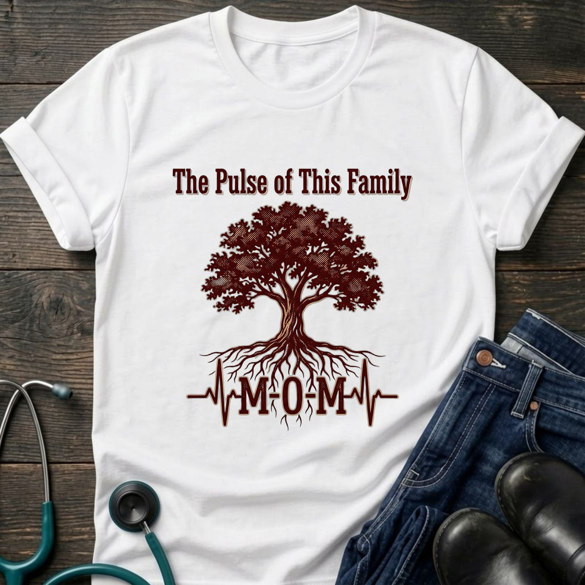 Pulse of This Family Heartbeat Nurse Mom Tee