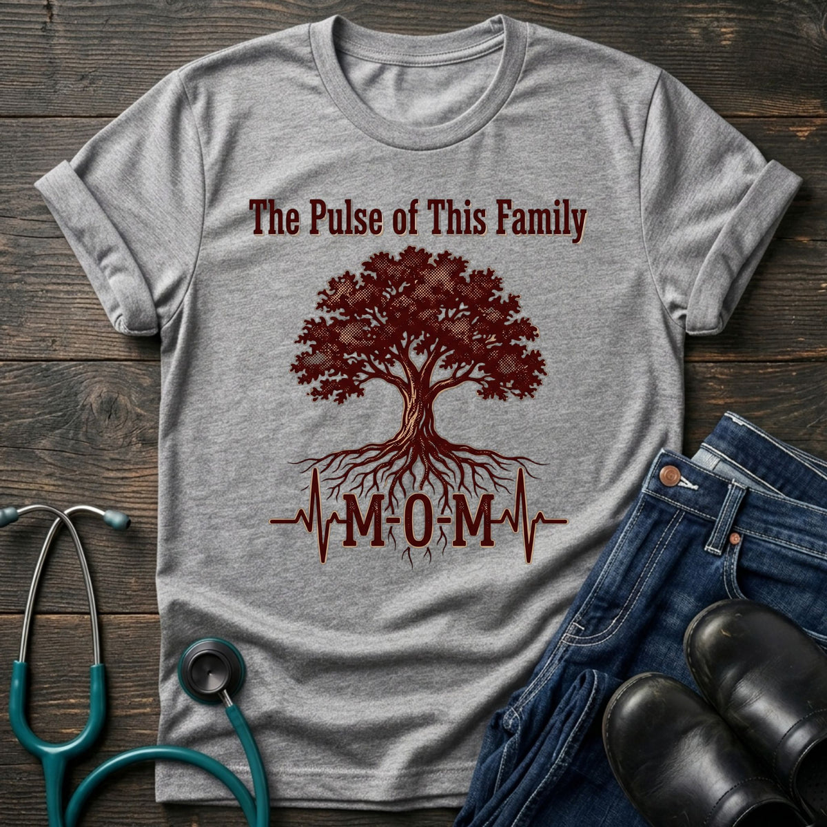 Pulse of This Family Heartbeat Nurse Mom Tee
