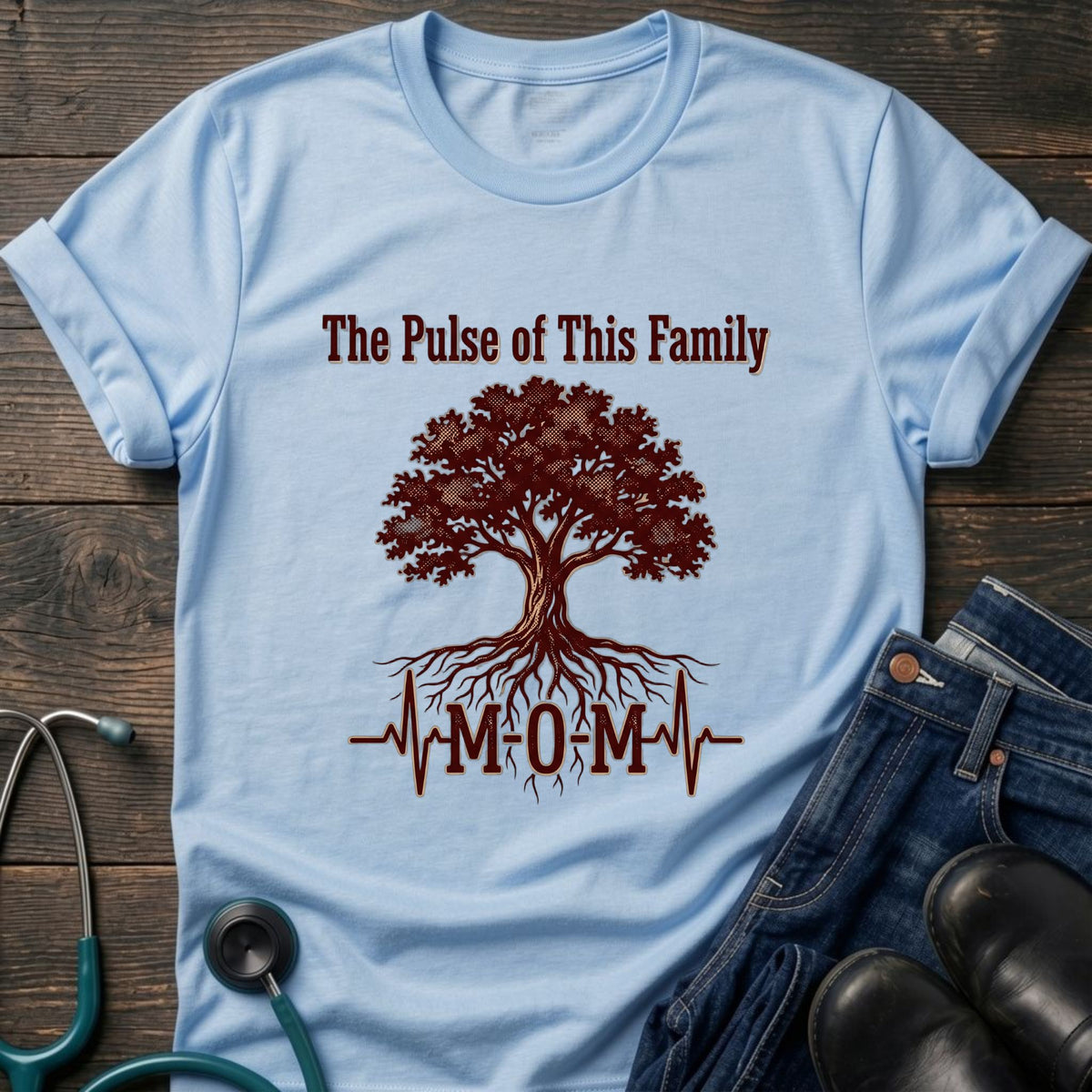 Pulse of This Family Heartbeat Nurse Mom Tee