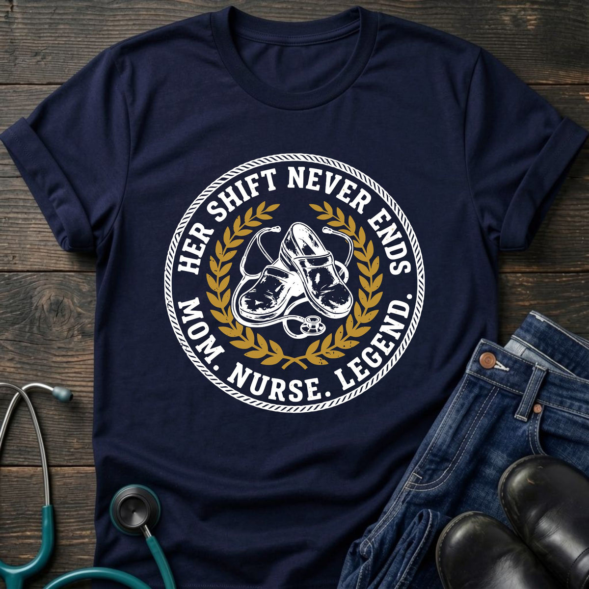 Her Shift Never Ends Nurse Mom Legend Tee