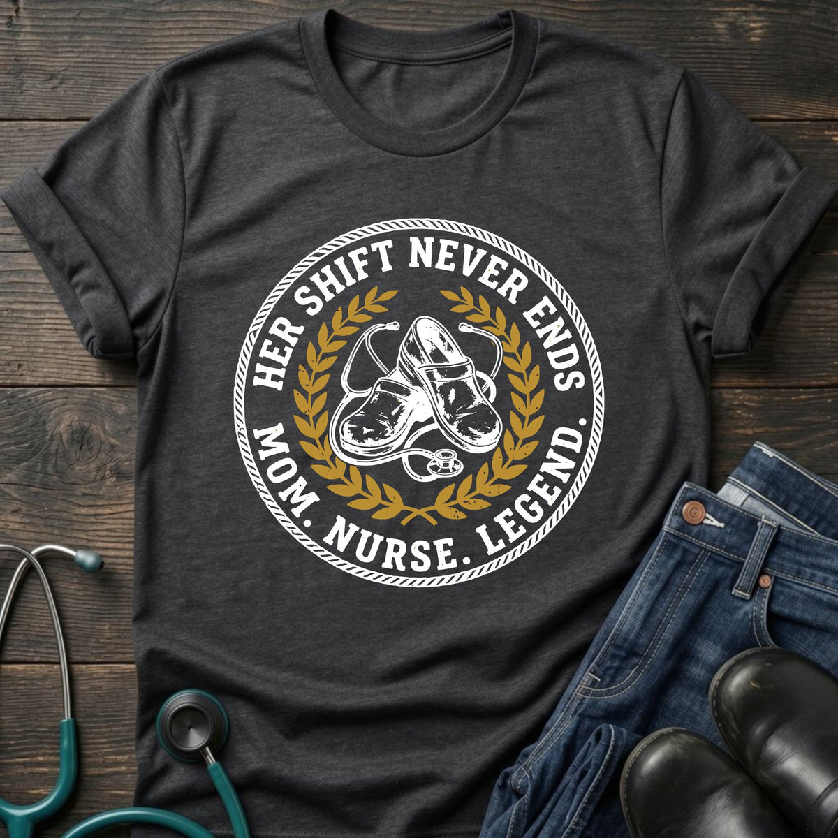 Her Shift Never Ends Nurse Mom Legend Tee