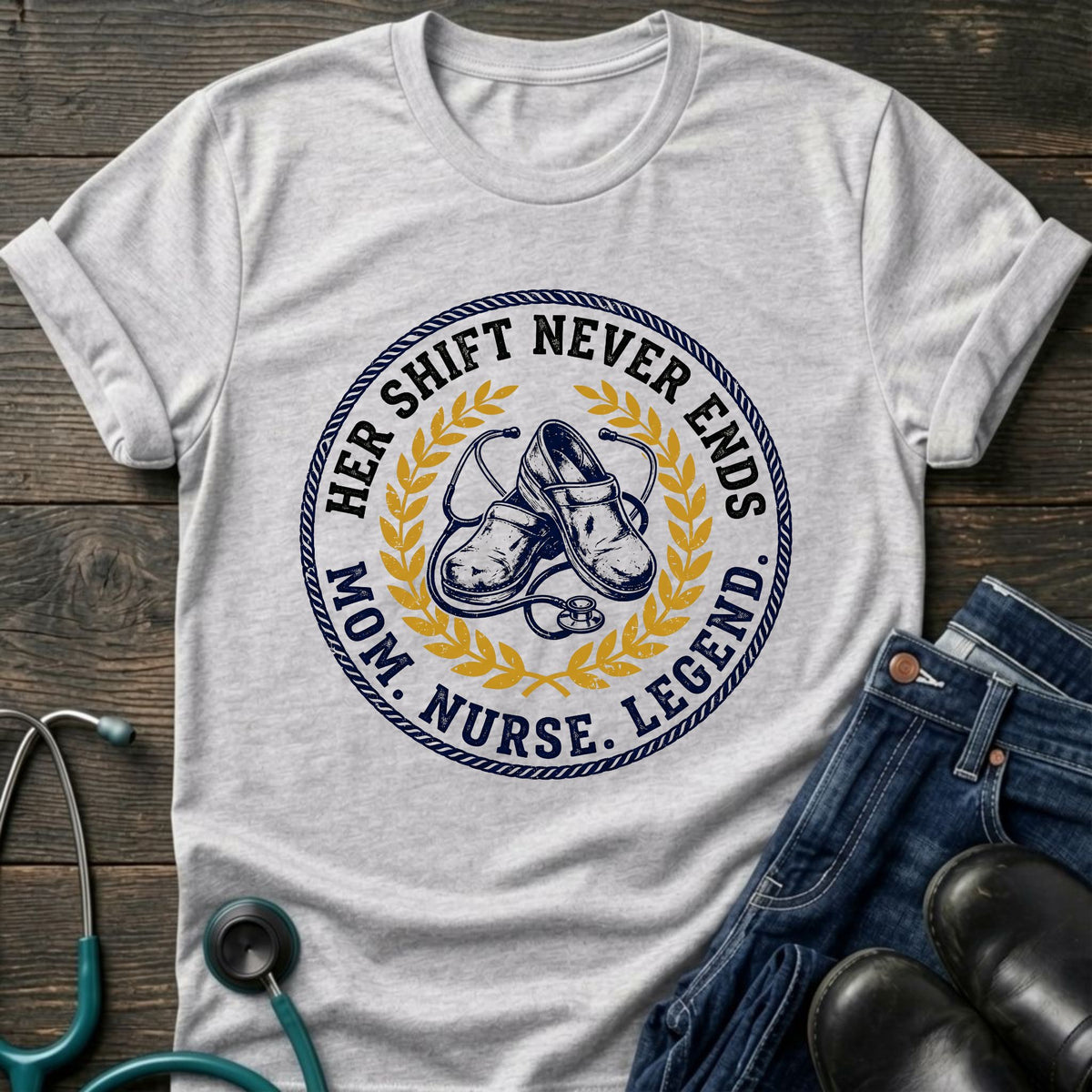 Her Shift Never Ends Nurse Mom Legend Tee