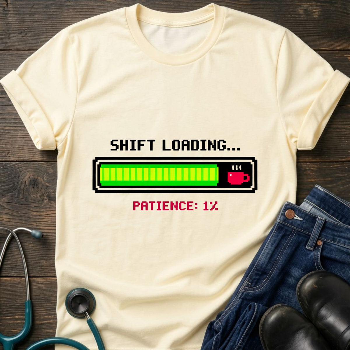 Patience 1 Percent Shift Loading Retro Nurse Tee