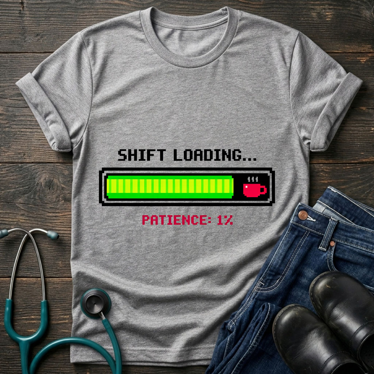 Patience 1 Percent Shift Loading Retro Nurse Tee